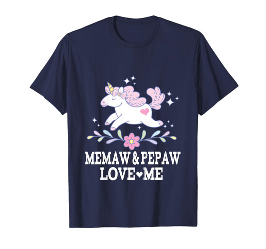 Kids Memaw and Pepaw Love Me Granddaughter Unicorn T-Shirt