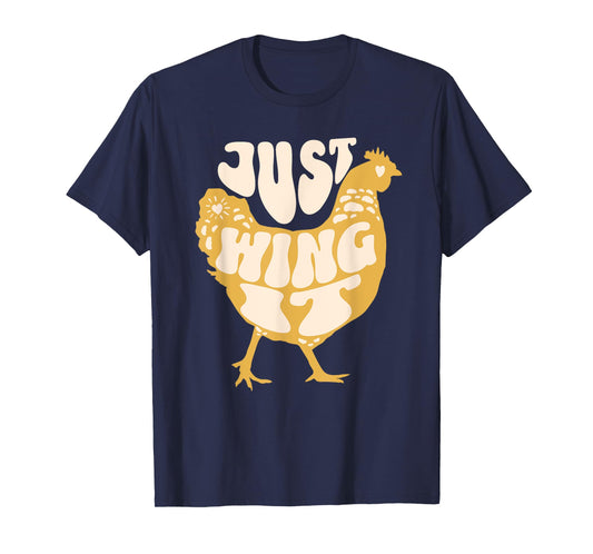Just Wing It Funny Chicken Retro T-Shirt