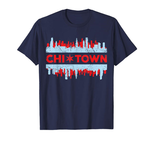 Chicago Chi Town Flag Skyline T-Shirt