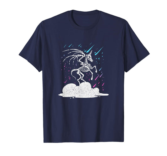 Dead Unicorn Skeleton Rainbow Artwork T-Shirt