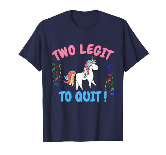 Kids Two Legit To Quit Funny 2nd Birthday Gift Unicorn T-Shirt