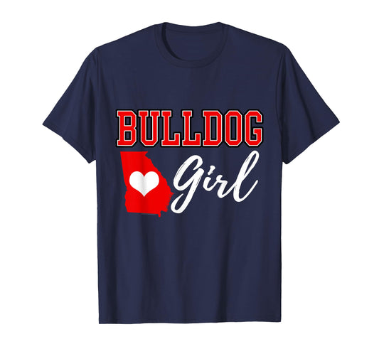 Bulldog Girl Heart Map Shape Souvenir Gift for Women T-Shirt