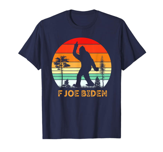 F Joe Biden Bigfoot Flipping the Bird Retro Vintage T-Shirt