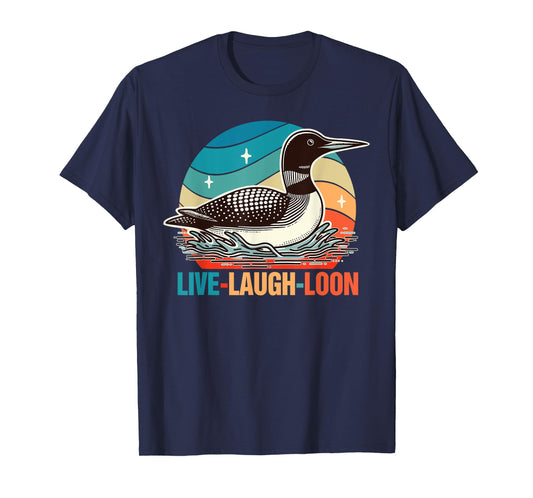 Funny Birds Mom Retro Vintage Outfits Common Loon Bird Lover Bird Watching Lives Laugh Loon T-Shirt, Small, Black