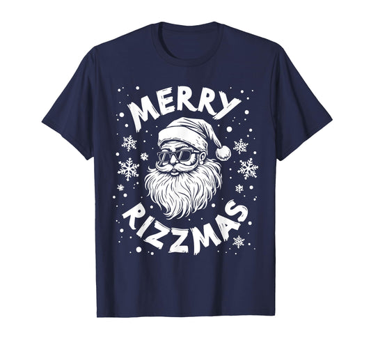 Merry Rizzmas Kids Teens School Funny Christmas Santa Claus T-Shirt
