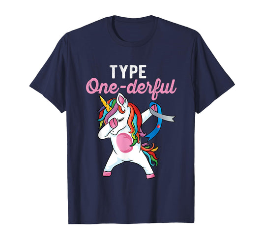 Type Onederful Dabbing unicorn Type 1 Diabetes Awareness T-Shirt