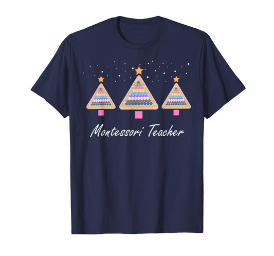 Christmas Montessori Teacher Xmas Tree Teaching School T-Shirt