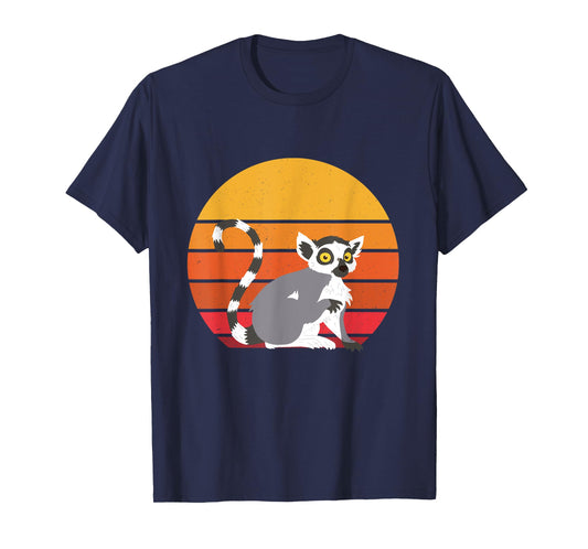 Lemur Sunset Funny Lemur Lover Retro Madagascar Animal T-Shirt