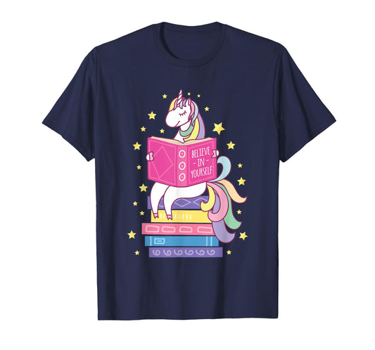 Reading Library Unicorn Read Books Lover Reader Gift T-Shirt