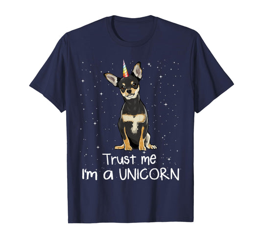 Black Chihuahua Trust Me I'm A Unicorn Dog Men Women T-Shirt