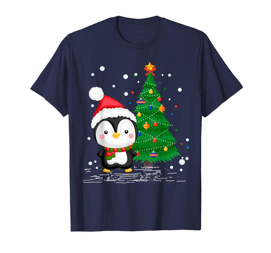 Funny Penguin Lover Gift Santa Hat Penguin Christmas T-Shirt