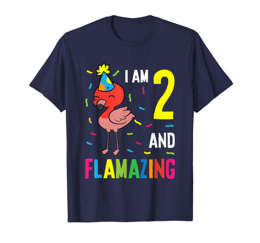 Flamingo 2nd Birthday I Am 2 And Flamazing T-Shirt