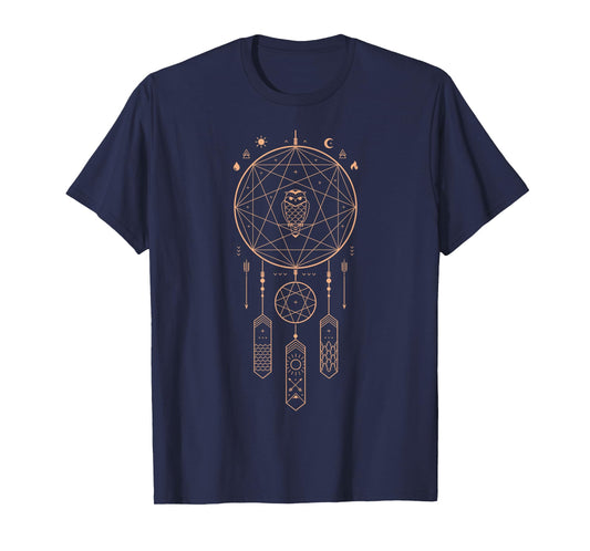 Gamma Ray Dream Catcher Owl Nature T-Shirt - Women's Unisex-Adults Black Short Sleeve Classic Fit Cotton 60% Polyester 40% Size Small