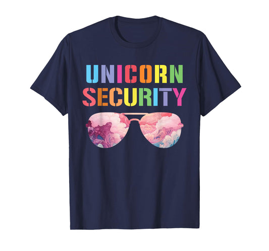 Halloween Dad Mom Daughter Adult Costume, Unicorn Security T-Shirt
