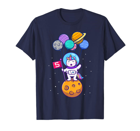 This Little Unicorn Astronaut is 5 for Birthday Girls T-Shirt