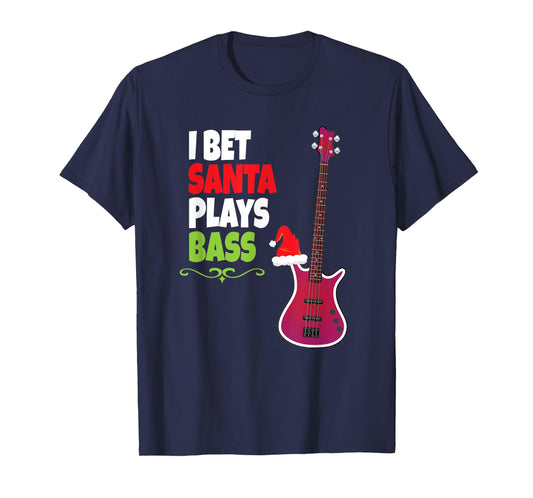 Gift for Bass Guitar Player - Cool Santa Christmas T-Shirt