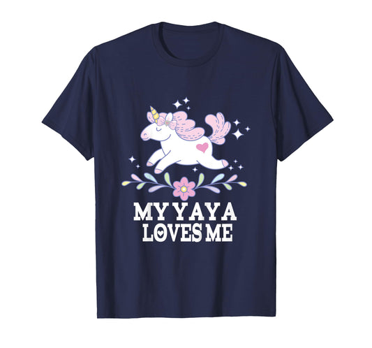 Kids My Yaya Loves Me Granddaughter Unicorn T-Shirt