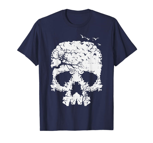 Halloween Skull Tree Birds Gothic Costume Men Women Kids T-Shirt