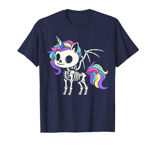 Kawaii skeleton unicorn Halloween, unicorn with wings T-Shirt