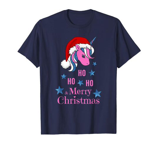 Pink Unicorn Santa Merry Christmas T-Shirt