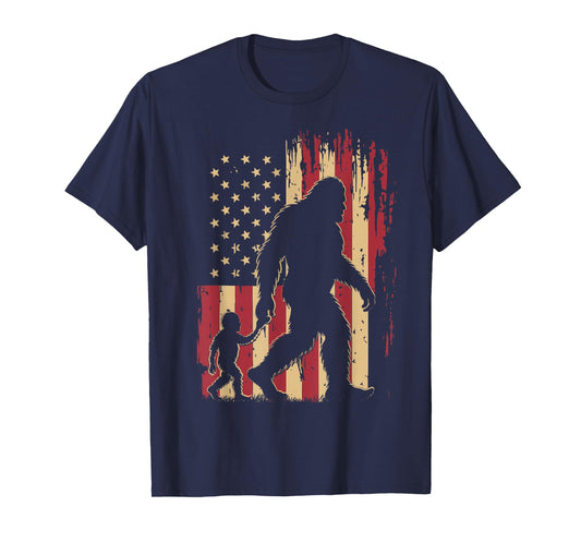 American Flag Bigfoot Dad Fathers Day Sasquatch Fathers Day T-Shirt