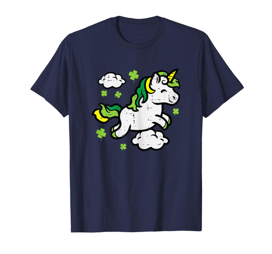St Patricks Day Unicorn Shamrocks Saint Pattys Girls Kids T-Shirt