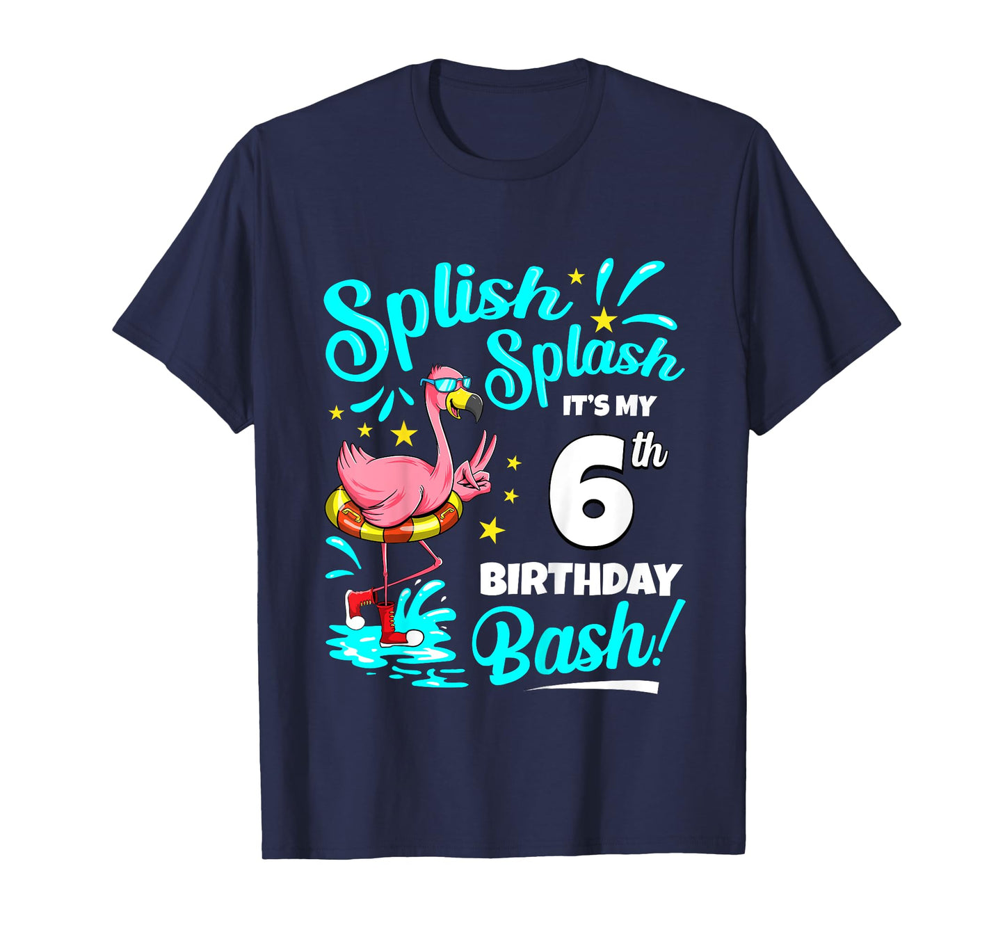 6th Birthday Flamingo 6 Years Old Pool Party Summer T-Shirt