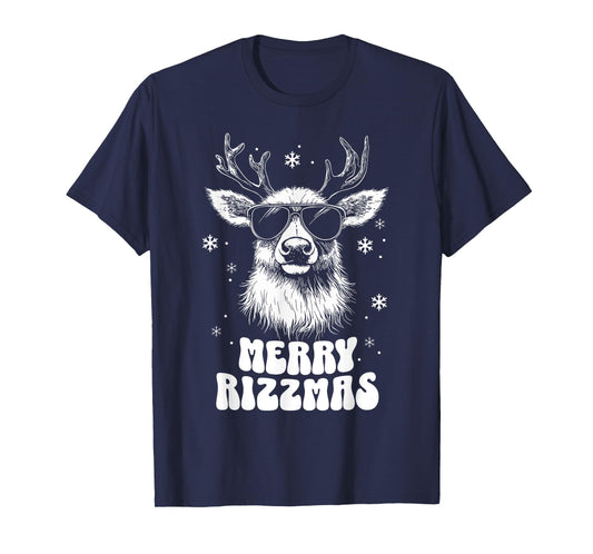 Merry Rizzmas Women Kids School Funny Christmas Reindeer T-Shirt