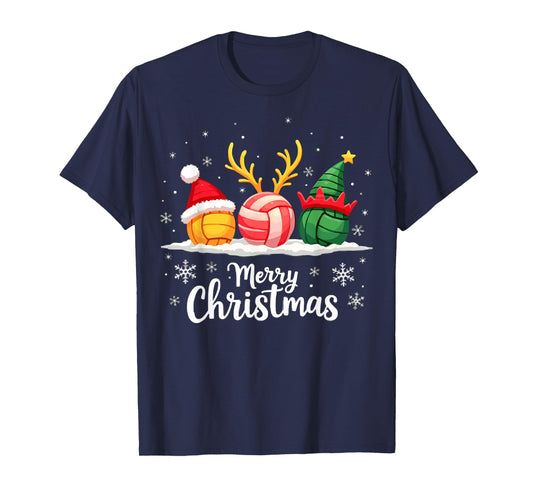 Volleyball Reindeer Santa Elf Merry Christmas Xmas Party Tee T-Shirt