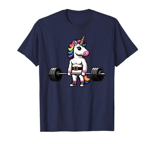 Muscle Gym Unicorn Bodybuilder Tee Nerd Weightlifting Funny T-Shirt