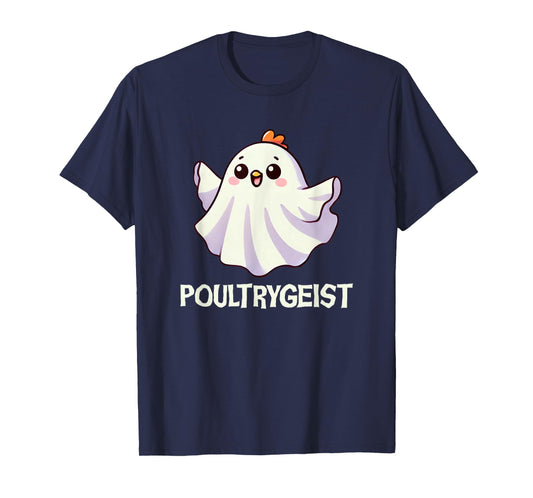 "Poultrygeist" Funny Spooky Cute Boo Chicken Ghost Pun T-Shirt