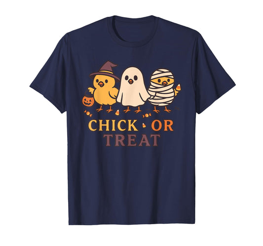 Chick or Treat Spooky Ghost Witch Mummy Chicken Costume T-Shirt