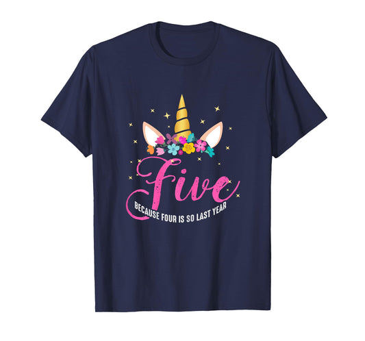 5 Years Old Birthday Girl Gifts Unicorn 5th Birthday T-Shirt