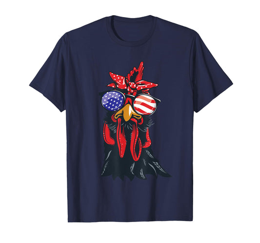 Chicken 4th of July Shirt Chicken-Lover American USA Flag T-Shirt
