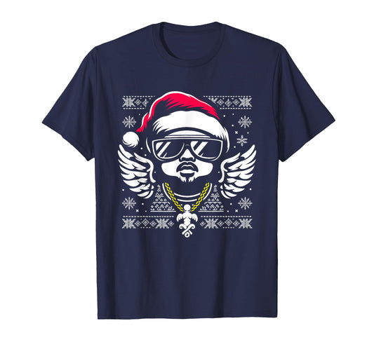 Rapper Santa Hat - Vintage Hip Hop Xmas Ugly Christmas T-Shirt