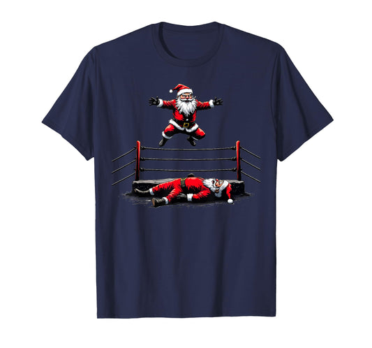 Funny Christmas Santa Claus Graphic Wrestling Wrestler T-Shirt