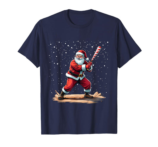 Santa Claus Baseball Player Christmas Winter Holiday Costume T-Shirt