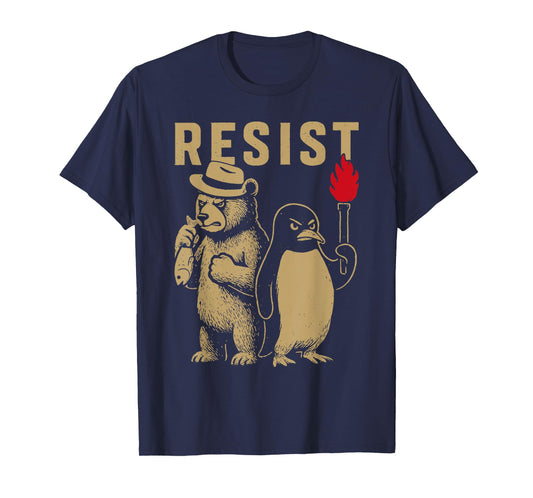 Resist Penguins And Bear Graphic We Stand With Penguins T-Shirt