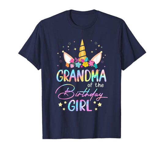 Unicorn Grandma Of The Birthday Girl Unicorn Flower Birthday T-Shirt