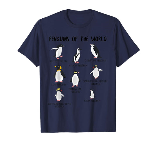 8 Rarest Penguins of the World - Funny Penguin Animals Lover T-Shirt