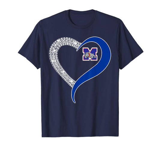 Mason Bulldogs Logo Diamond Heart HS T-Shirt