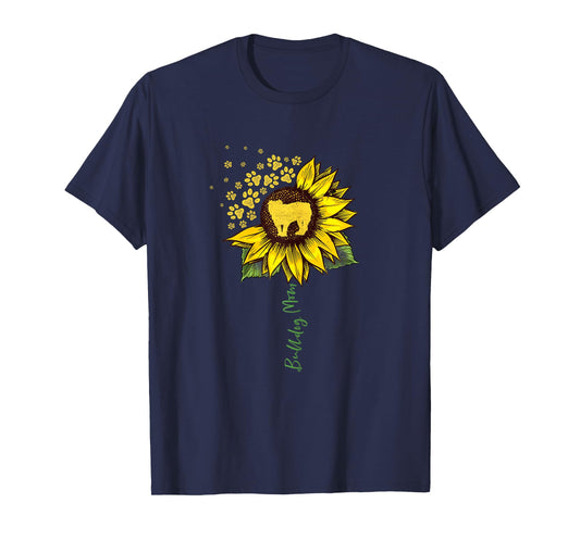 Bulldog Mom Sunflower English Bulldog Lover Gifts Dog Mama T-Shirt