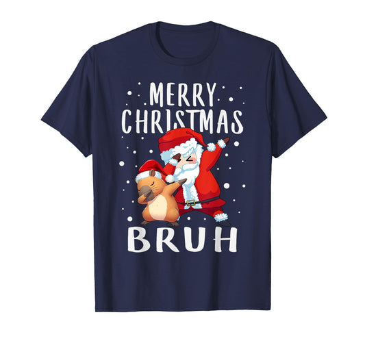Dabbing Santa Claus Capy Merry Christmas Bruh Boy Girl Funny T-Shirt