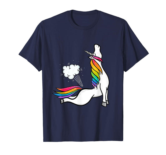 Funny Yoga Unicorn Fart Rainbow Graphic T-Shirt