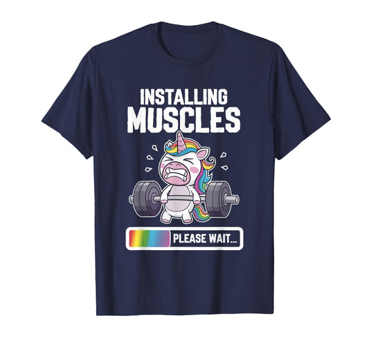 Funny Cute Unicorn Workout Gym Fitness Weightlifting T-Shirt