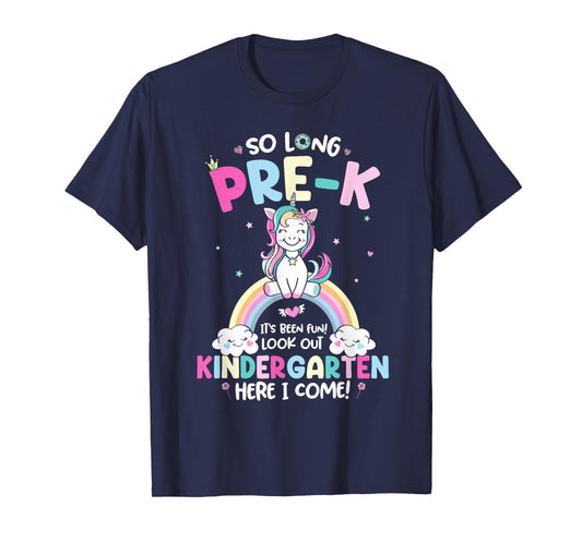 So Long Pre-K Kindergarten Grade Here I Come Unicorn Kid T-Shirt