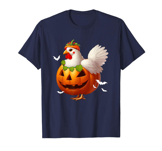 Chicken Cosplay Carved Pumpkin Halloween Costume Farmer Kids T-Shirt
