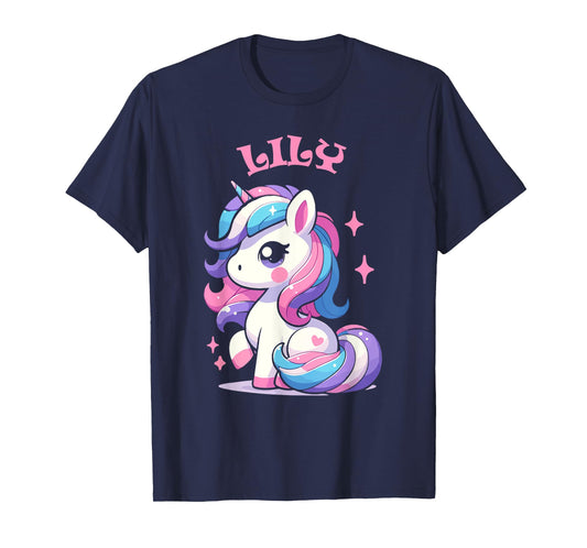 Lily Cute Unicorn Design for Girls Name Lily T-Shirt