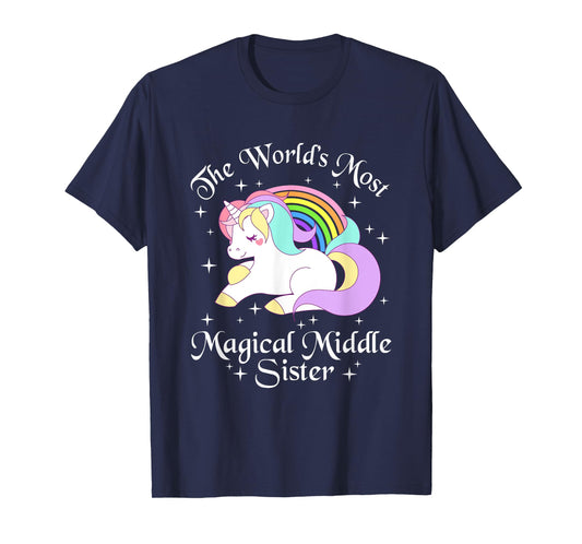 Magical Middle Sister T-Shirt Unicorn Sister Gifts Girls Tee T-Shirt
