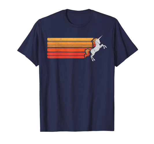 Retro Unicorn & Sun Rainbow Hair 80's Graphic T-Shirt